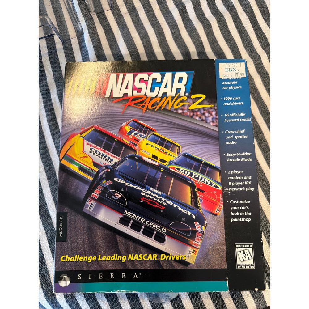NASCAR Racing 2 Sierra MS-DOS CD-ROM 1996 Big Box PC‎ Game Vintage Racing Sim